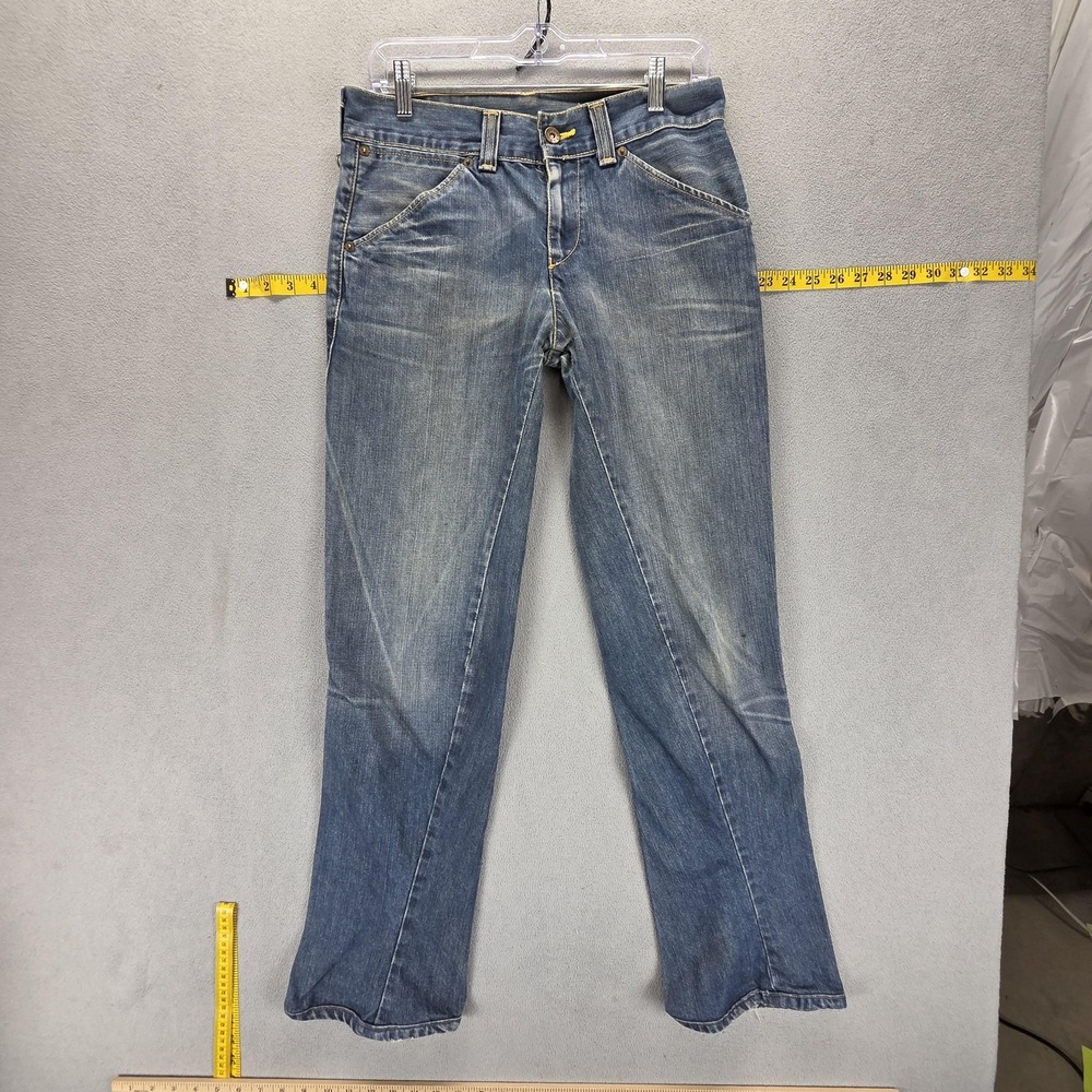 VTG Levis Engineered Jeans Womens Blue Twisted Zip Flu Flap Pocket Fits 29x32